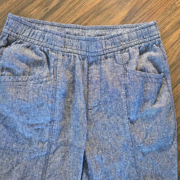 OLD NAVY Blue Rayon & Linen Chambray High-Rise Straight Taper Pants SIZE M - Picture 1 of 7